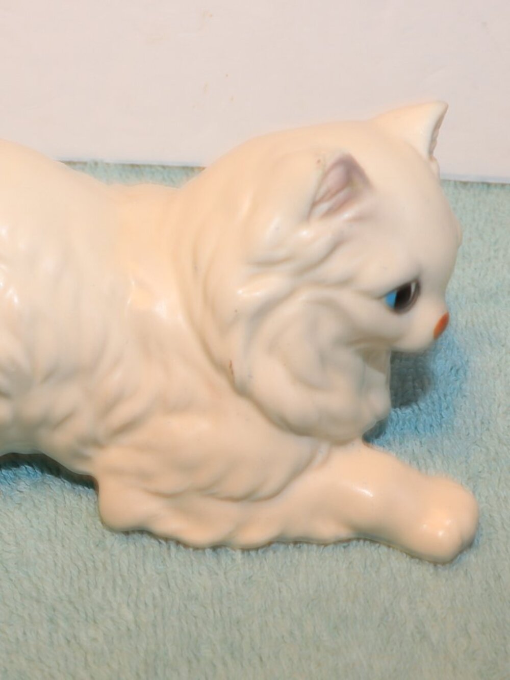 Vintage Norcrest White Cat Figurine Japan Original Label Ceramic Kitten 9"